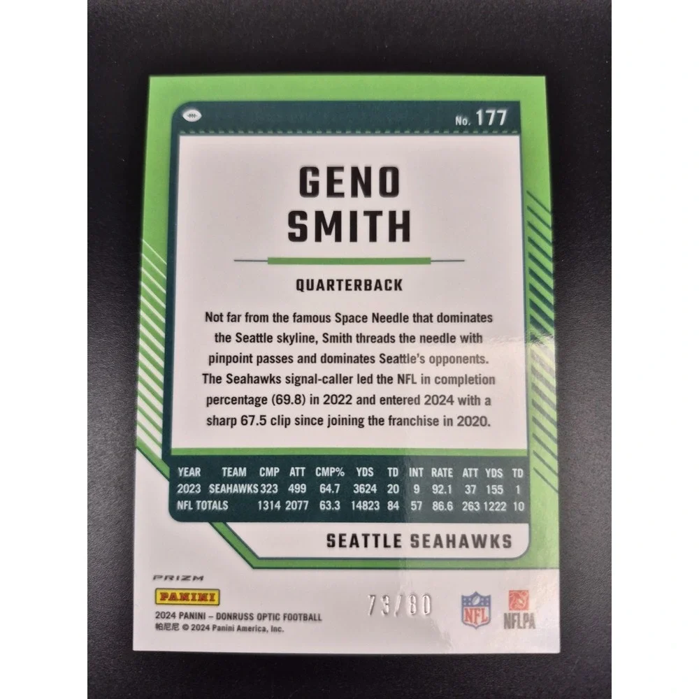 2024 Panini Donruss Optic Geno Smith #177 Pink Velocity /80 Seattle Seahawks